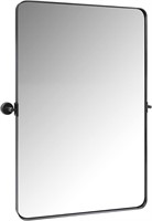 Pivot Bathroom Mirror  24x36 Inch Black Metal.