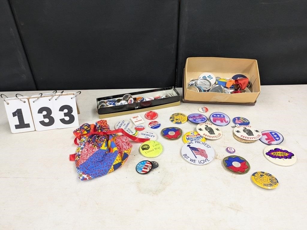 Group of Assorted Primarily Political Buttons