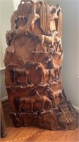 MCM teak horse carving 51”