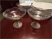 Pair of sterling based nut dishes