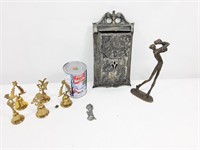Cloches en laiton /boite à lettre/figurine métal