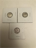 3 - Roosevelt Dimes (1961-D, 1953-D, 1946-D)