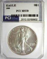 1990 Silver Eagle MS70 LISTS FOR $3850