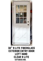 32" LH 9 Lite Fiberglass Exterior Entry Door