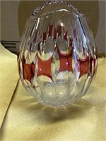 VTG VASES: HEAVY CRANBERRY/CLEAR HAND BLOWN