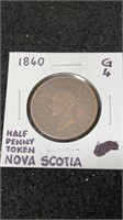 1840 Nova Scotia Half Penny Graded G-4