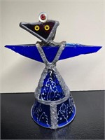 "Lady Blue" glass mixed media sculpture 4" x 2.5"