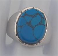 Vintage Sterling Mexico Turquoise Artist Signed