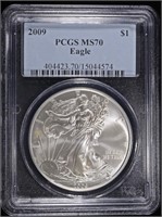 2009 AMERICAN SILVER EAGLE PCGS MS70