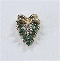 14K Emerald & Diamond Grape Cluster Pendant