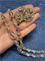 1950s Aurora Borealis 2-strand necklace & earrings