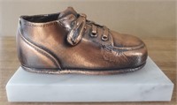 Carrara Marble Base Bronze Toddler Shoe