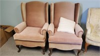 2 PINK WINGBACK CHAIRS