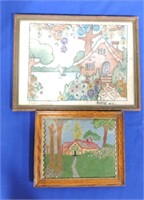 Lot of 2 needlework pictures
