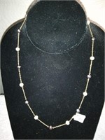 14K JCM Beautiful White & Peacock Pearl Necklace