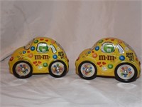 2 Yellow M&M Tin Cars