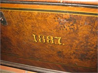 Large, Antique 1887 Walnut? wooden trunk