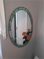 Hand made Stained glass mirror 29 1/2" tall oval