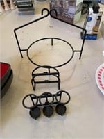 wrought iron pie plate holder, napkin holder and
