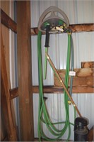 Water hose reel, hoses, splitters, nozzles