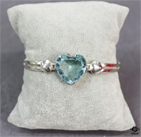 Vintage Badavici Sterling Bracelet w/Topaz Heart