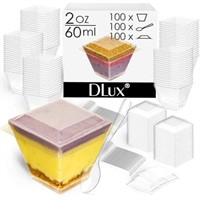 DLux 100 x 2 oz Mini Dessert Cups with Spoons and