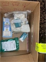 BOX OF MISCELLANEOUS FIRST AID SUPPLIES