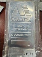 10 oz "A-MARK" .999 SIlver Bar