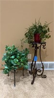 Artificial plants & 27.5” x10.25” plant stand &