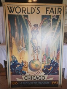 1933 Opening Day world's fair poster on canvas