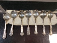 7 Mappin & Webb silver plate soup spoons