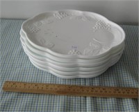 6 Milk Glass Luncheon Trays / Plates (Lot 1 of 2)