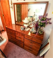 9-Drawer Cherry Dresser w/ Mirror