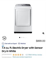 Samsung 7.4 Cu. Ft. Electric Dryer with Sensor Dry