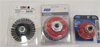 (3) New Various Sized Wire Grinding Wheels