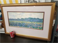 Impressionist Watercolor landscape measures 33" x