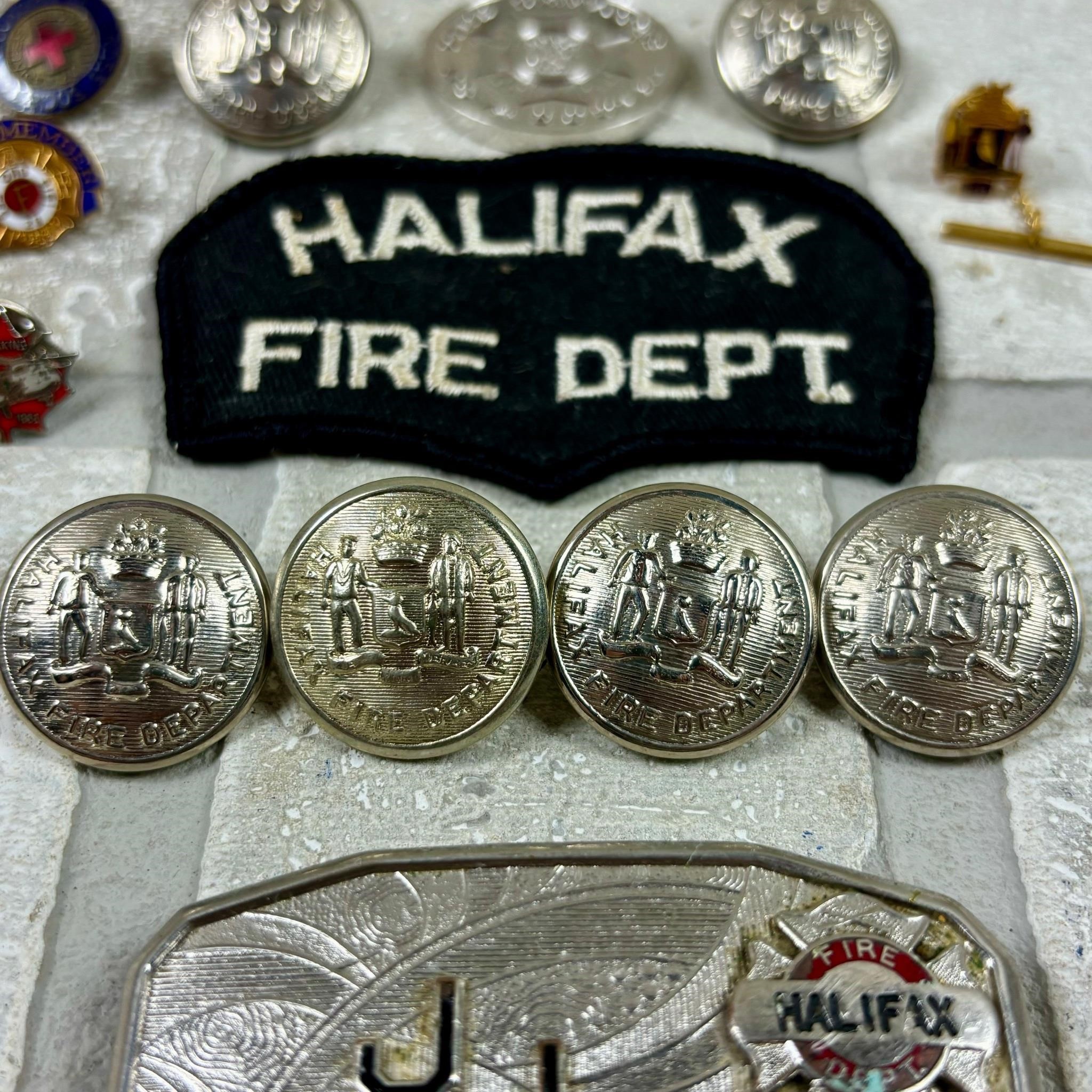 Fire Department Lot of Buttons, Buckle & Patch