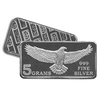 5 Gram Eagle Design Silver Bar