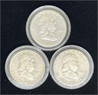 (Q) Franklin Silver Half Dollars 1952, 1948, 1951-