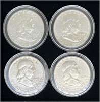 (Q) Franklin Silver Half Dollars 1960-D, 1959,
