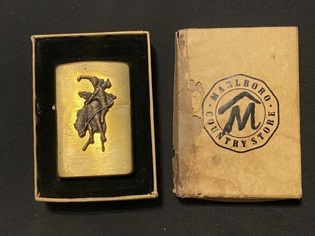 Vintage Zippo Marlboro Cowboy Lighter w/ Box