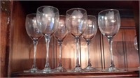 Six Long Stemmed Crystal Wine Glasses