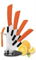 5 piece orange ceramic knife set