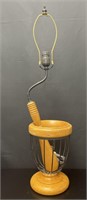 Unique Fok Art Wood Wire Basket Table Lamp