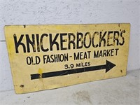 Knickerbockers meat market double sided sign