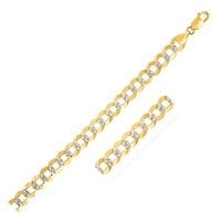 14k Two-tone Gold Pave Curb Bracelet