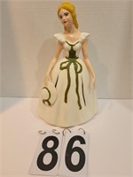 White W/ Green Ribbon & Hat in Hair Napkin Doll