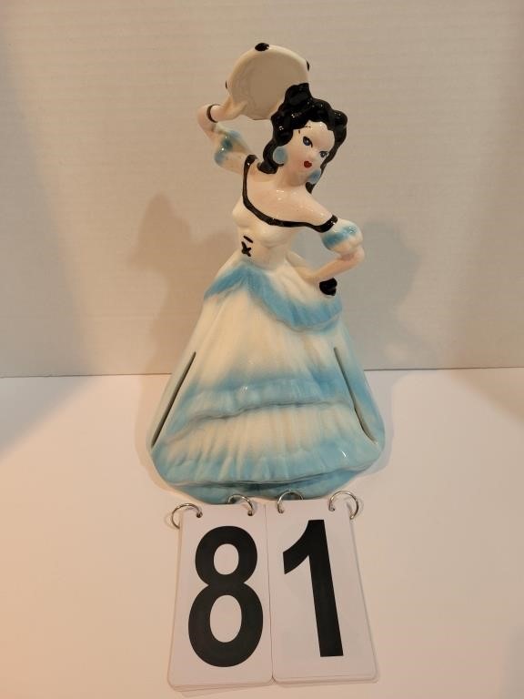 Light Blue Napkin Doll W/ Tambourine