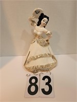 White & Gold Napkin Doll W/ Tambourine