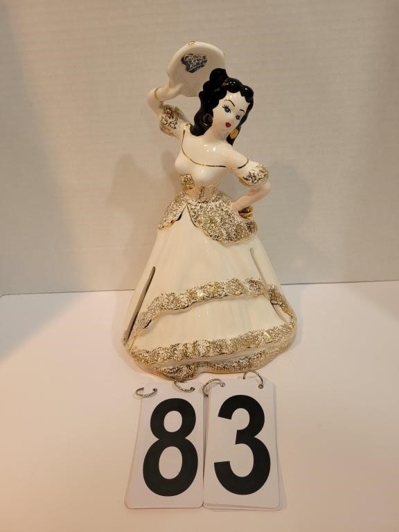 White & Gold Napkin Doll W/ Tambourine